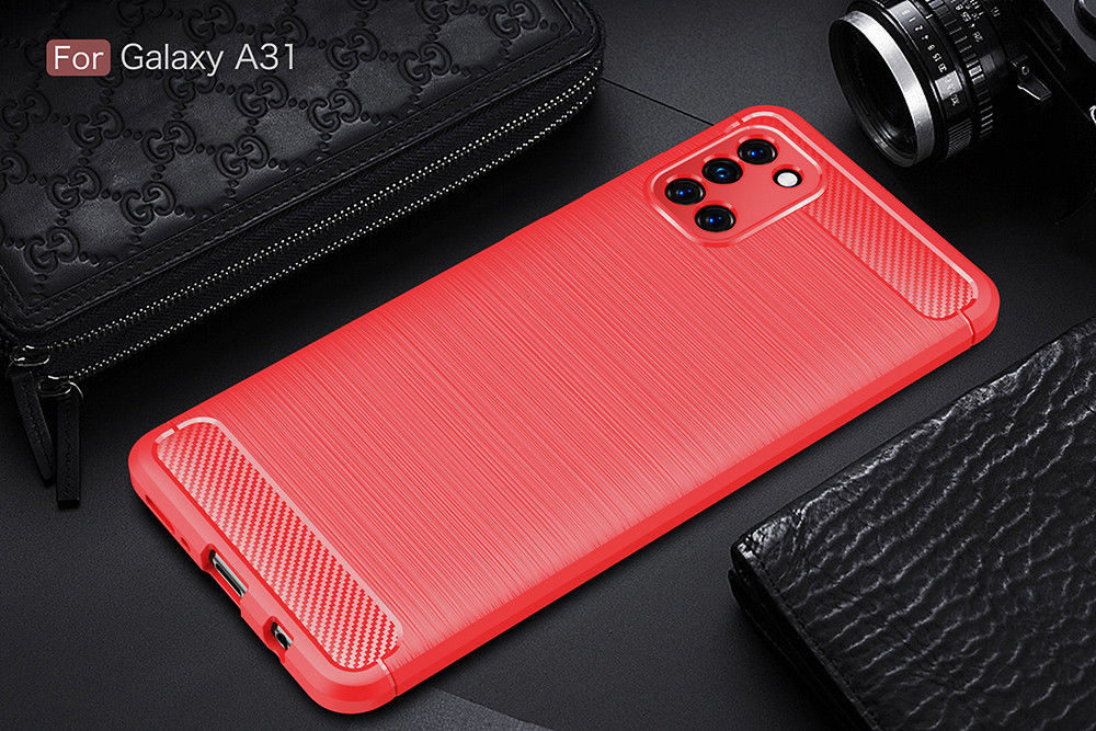 Samsung Galaxy A31 Hoesje Geborsteld TPU Flexibele Back Cover Rood afbeelding 5