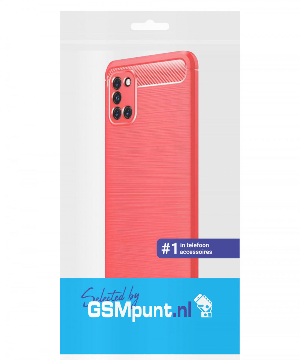 Samsung Galaxy A31 Hoesje Geborsteld TPU Flexibele Back Cover Rood afbeelding 2