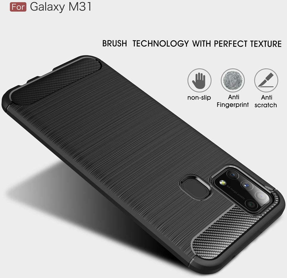 Samsung Galaxy M31 Hoesje Geborsteld TPU Flexibel Zwart afbeelding 4