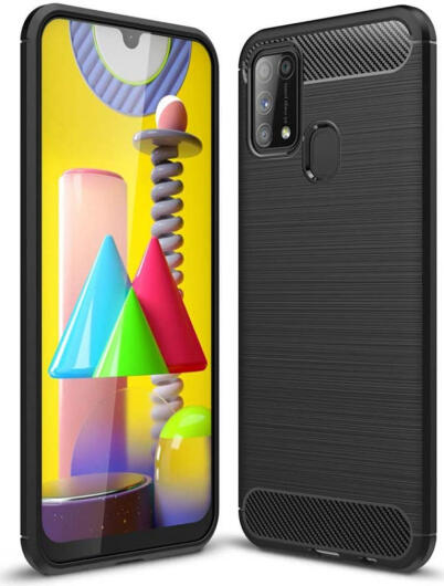 Samsung Galaxy M31 Hoesje Geborsteld TPU Flexibel Zwart afbeelding 1