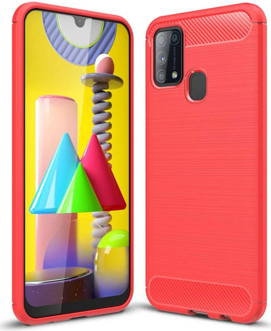 Samsung Galaxy M31 Hoesje Geborsteld TPU Flexibel Rood afbeelding 1