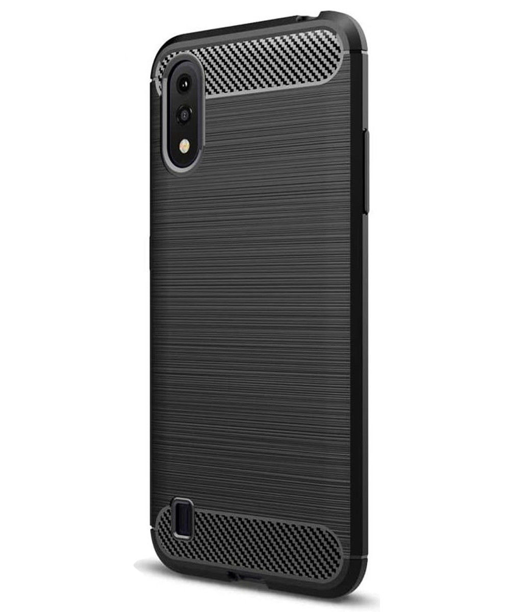 Samsung Galaxy A01 Hoesje Geborsteld TPU Flexibel Zwart afbeelding 1