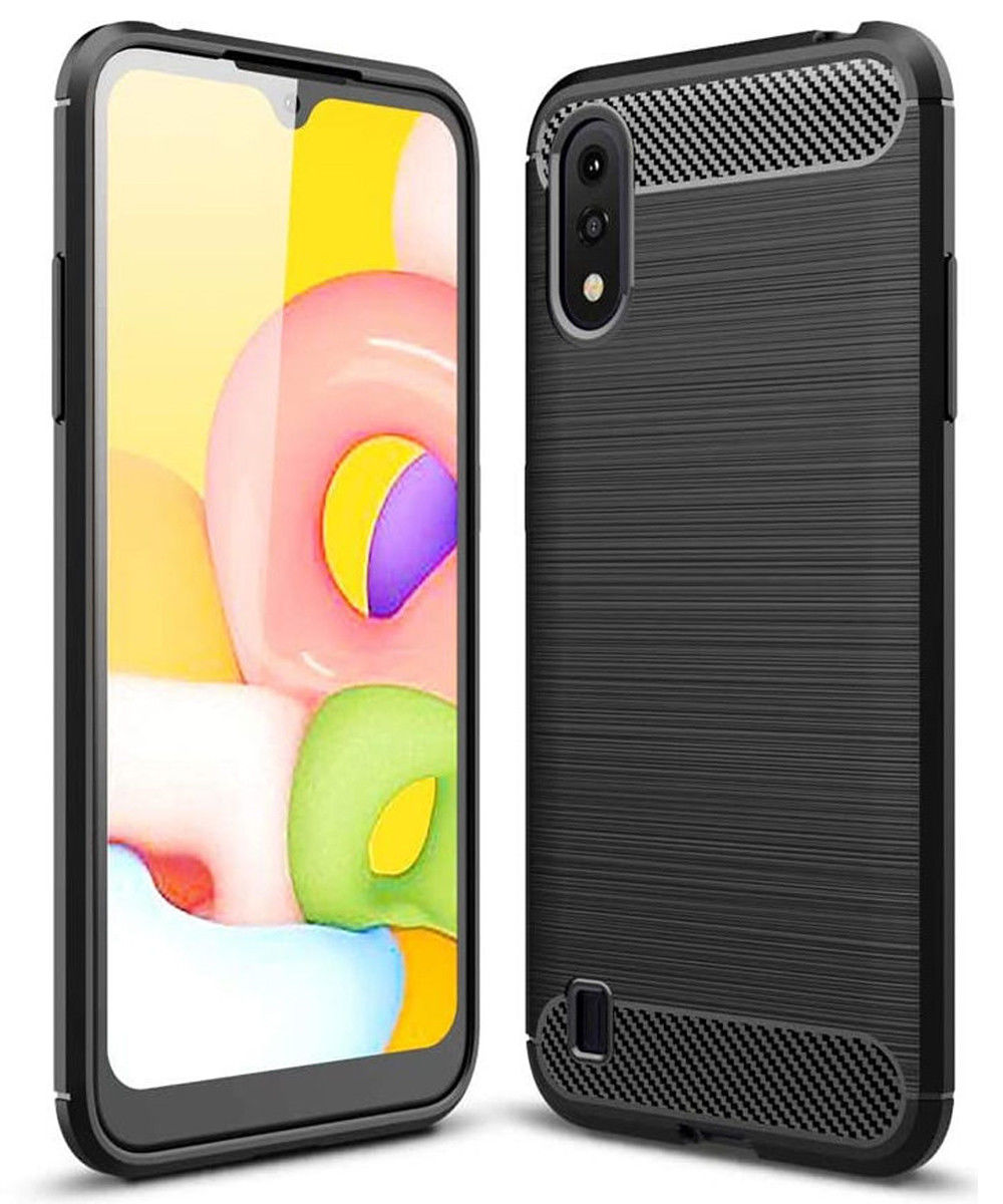 Samsung Galaxy A01 Hoesje Geborsteld TPU Flexibel Zwart afbeelding 5