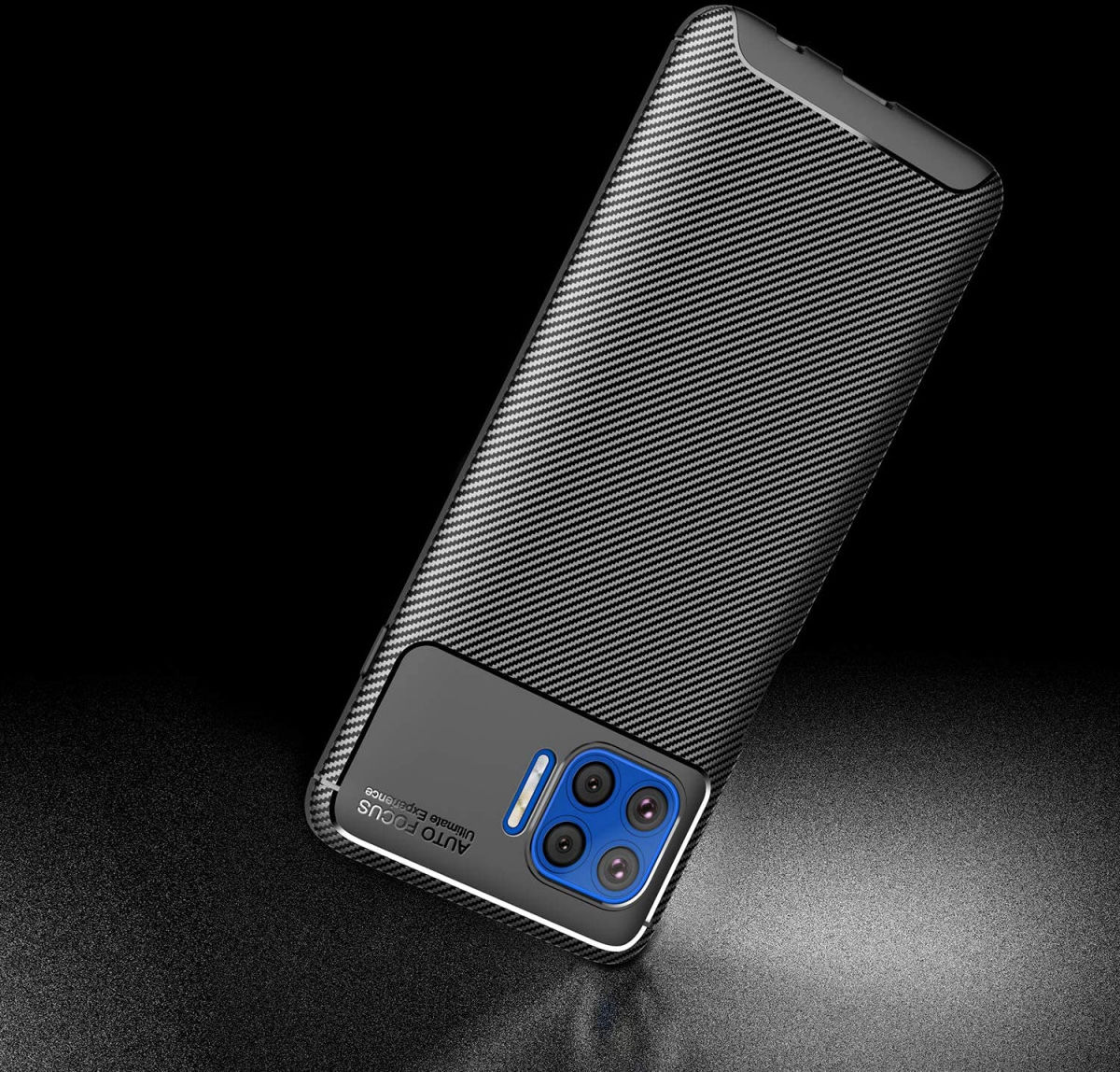 Motorola Moto G 5G Plus Siliconen Carbon Hoesje Blauw afbeelding 4