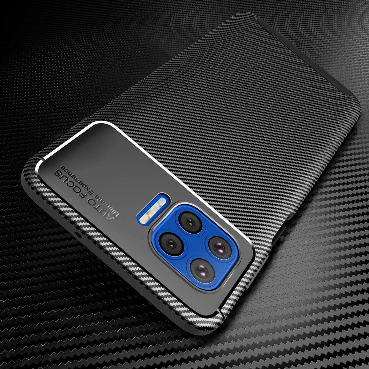 Motorola Moto G 5G Plus Siliconen Carbon Hoesje Blauw afbeelding 8