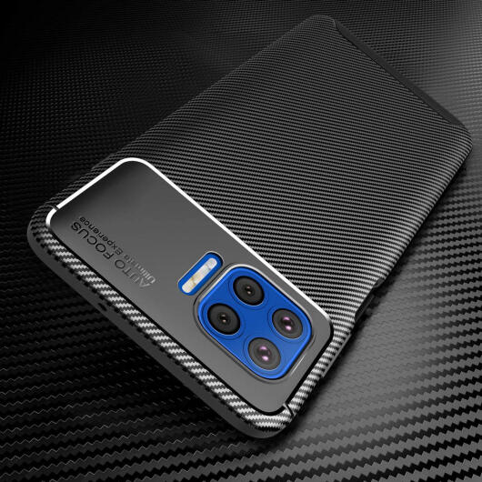 Motorola Moto G 5G Plus Siliconen Carbon Hoesje Blauw afbeelding 8