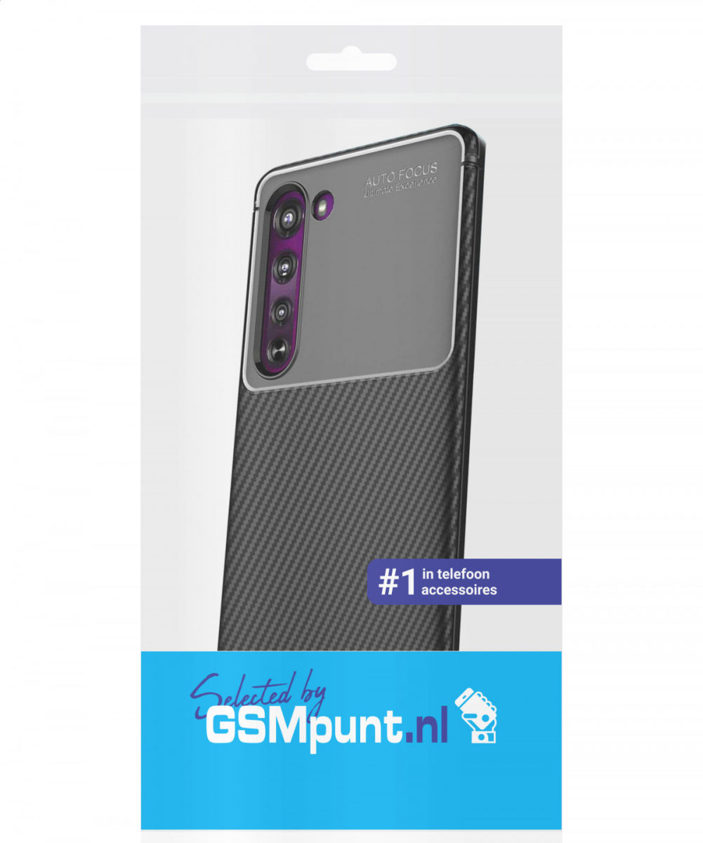 Motorola Edge Siliconen Carbon Hoesje Zwart afbeelding 5