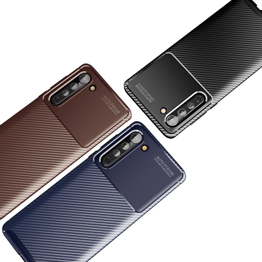 Motorola Edge Siliconen Carbon Hoesje Blauw afbeelding 4