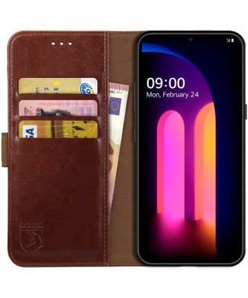 Rosso Element LG V60 ThinQ Hoesje Book Cover Wallet Case Bruin Hoesjes