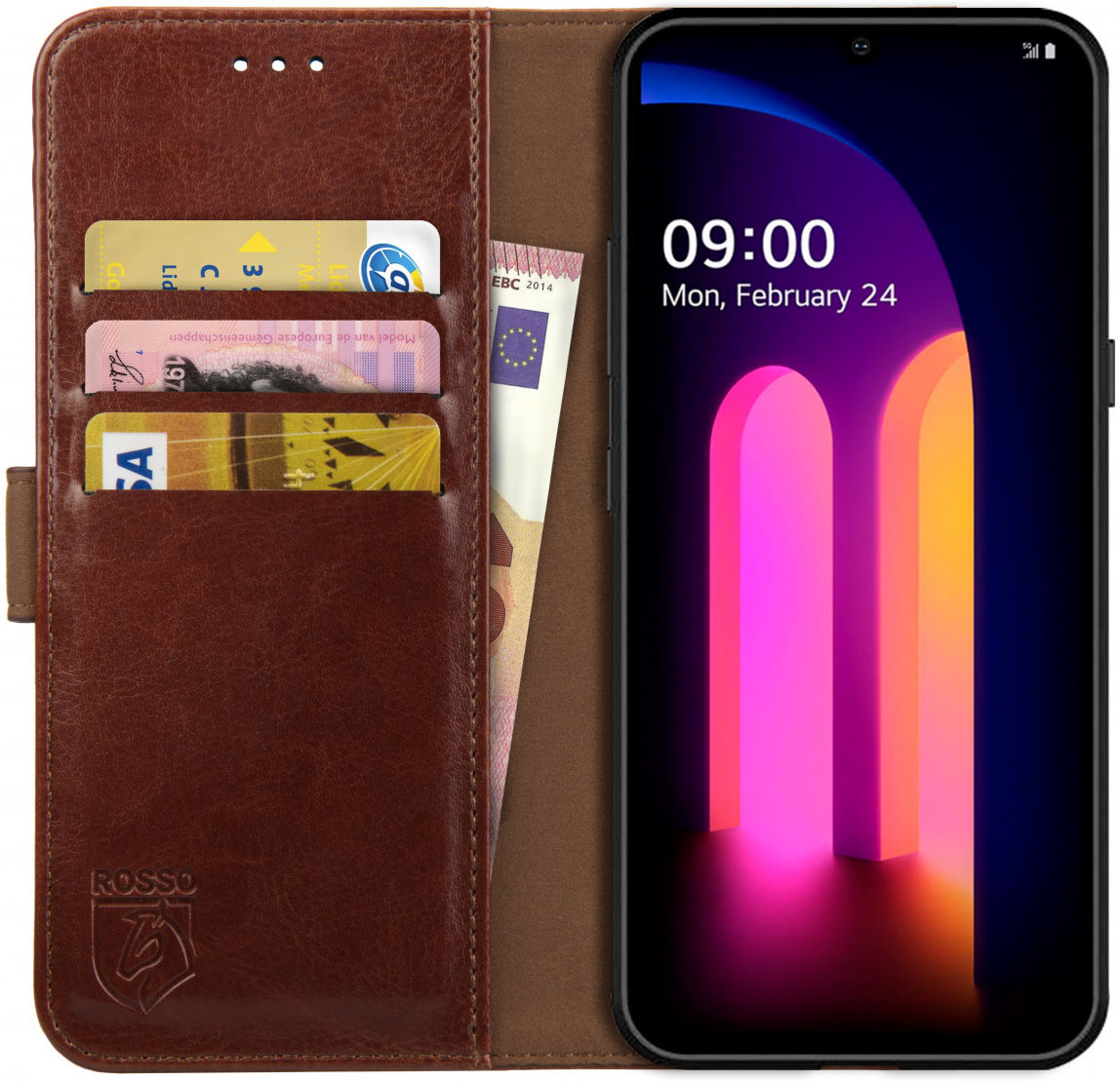 Rosso Element LG V60 ThinQ Hoesje Book Cover Wallet Case Bruin afbeelding 1
