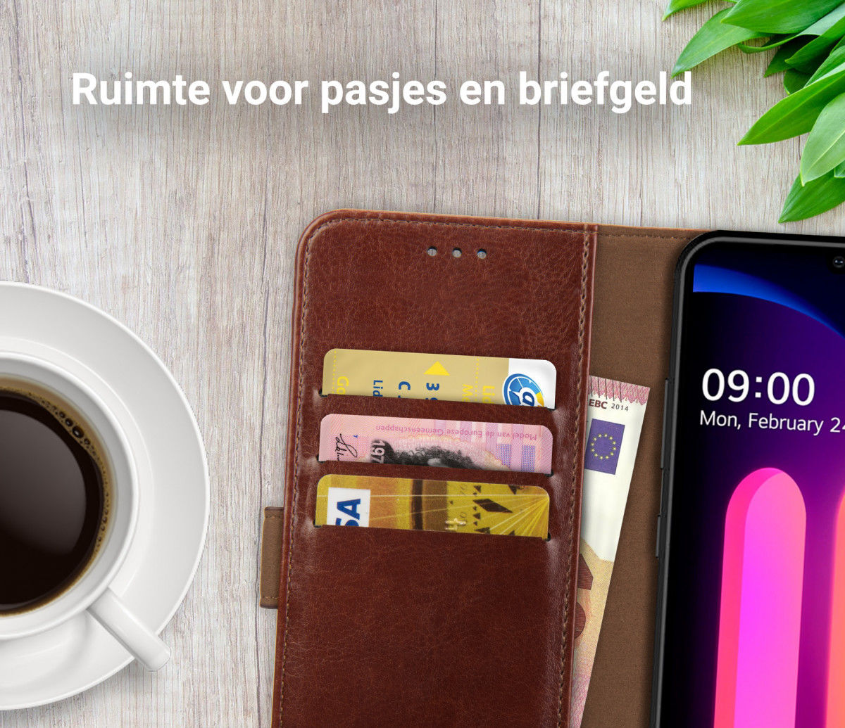Rosso Element LG V60 ThinQ Hoesje Book Cover Wallet Case Bruin afbeelding 9