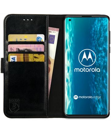 Rosso Element Motorola Edge Hoesje Book Cover Wallet Case Zwart Hoesjes