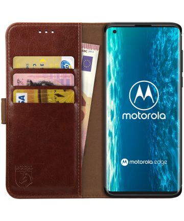 Rosso Element Motorola Edge Hoesje Book Cover Wallet Case Bruin Hoesjes