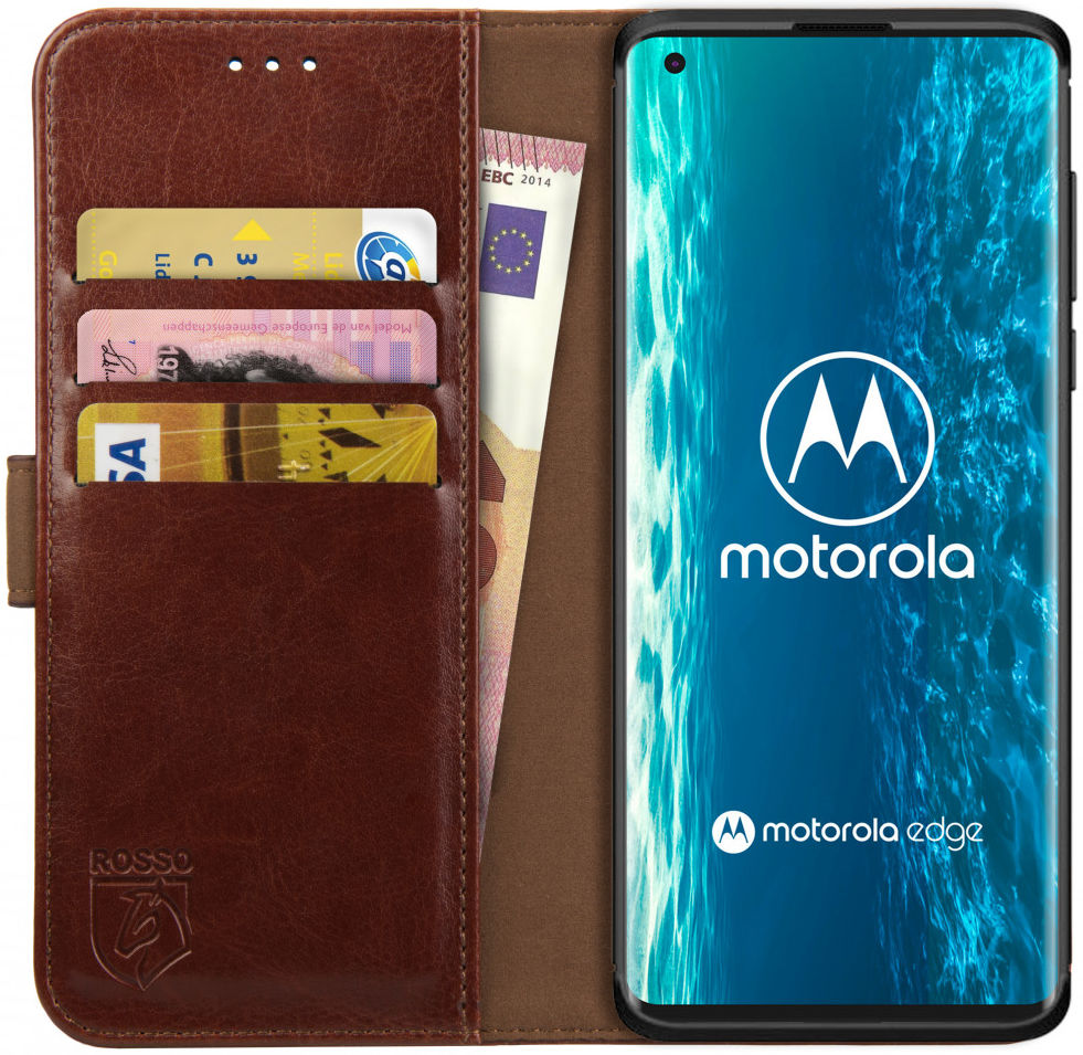 Rosso Element Motorola Edge Hoesje Book Cover Wallet Case Bruin afbeelding 1