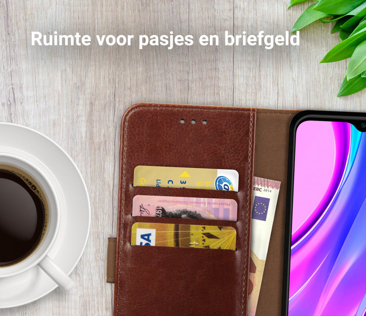 Rosso Element Xiaomi Redmi 9 Hoesje Book Cover Wallet Case Bruin afbeelding 9