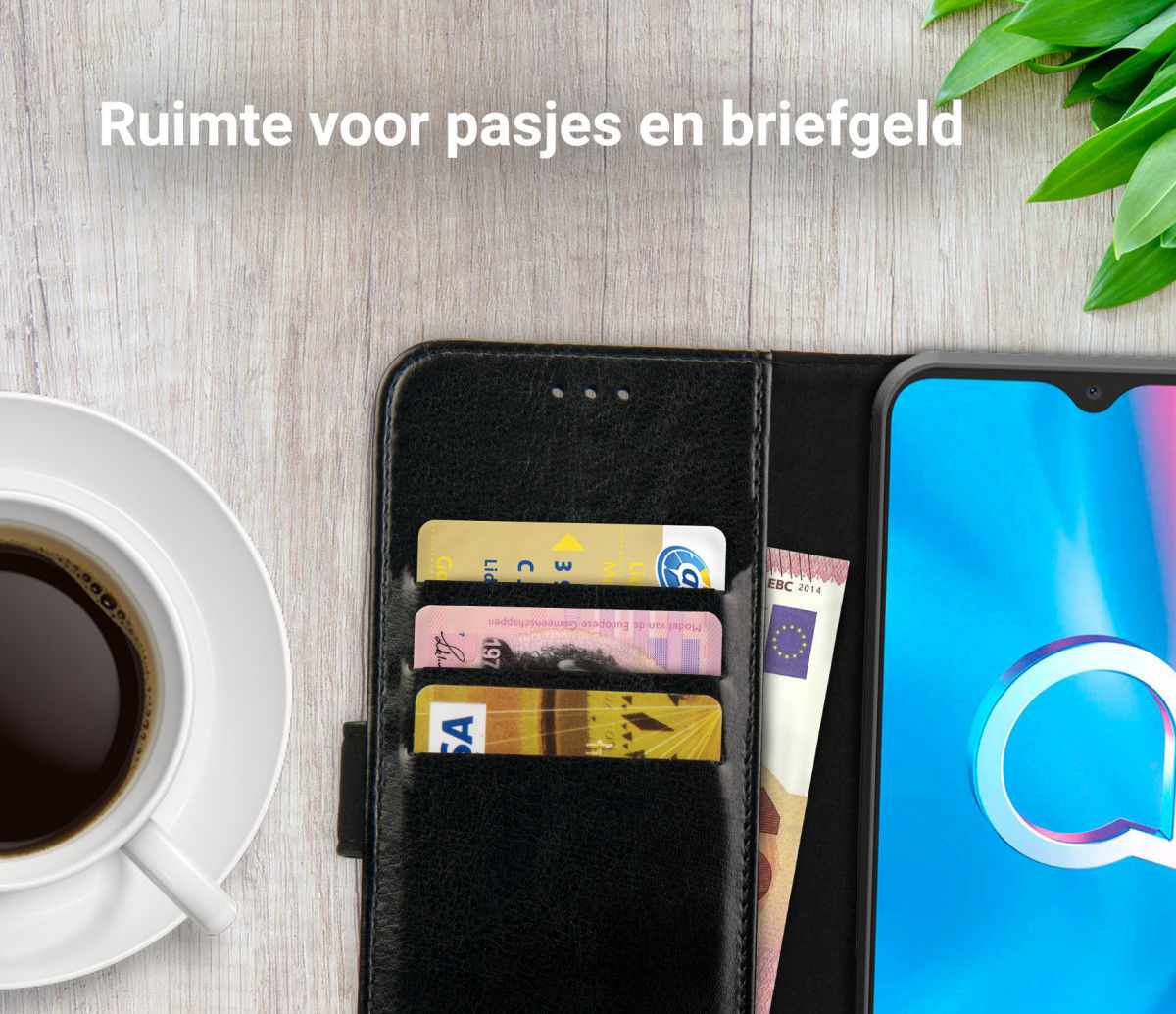 Rosso Element Alcatel 1SE 2020 Hoesje Book Cover Wallet Case Zwart afbeelding 7