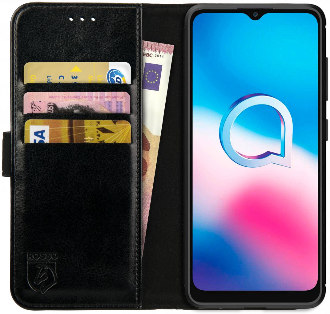 Rosso Element Alcatel 3X 2020 Hoesje Book Cover Wallet Case Zwart afbeelding 1