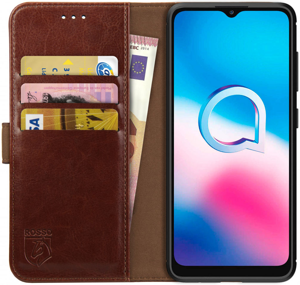 Rosso Element Alcatel 3X 2020 Hoesje Book Cover Wallet Case Bruin afbeelding 1