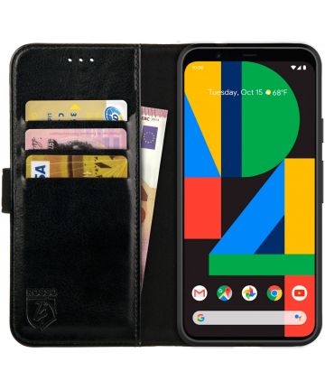 Rosso Element Google Pixel 4A Hoesje Book Cover Wallet Case Zwart Hoesjes