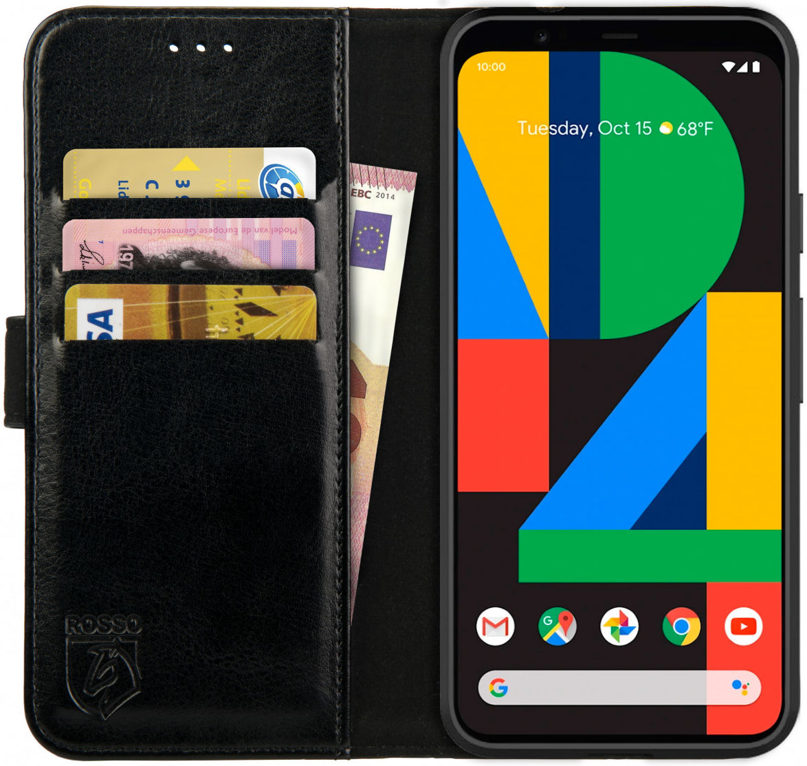 Rosso Element Google Pixel 4a Hoesje Book Cover Wallet Case Zwart afbeelding 1