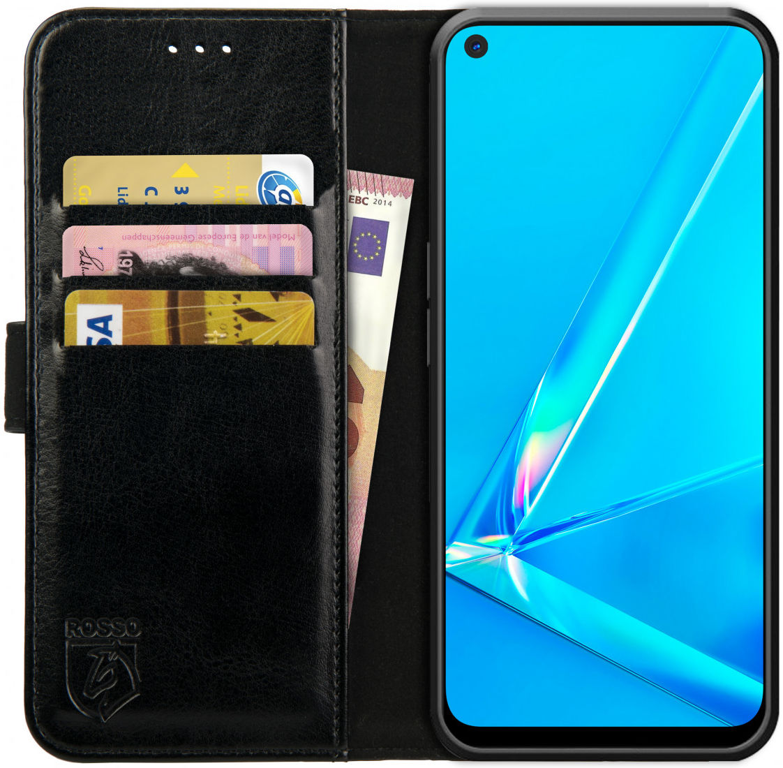 Rosso Element Oppo A52 / A72 Hoesje Book Cover Wallet Case Zwart afbeelding 1
