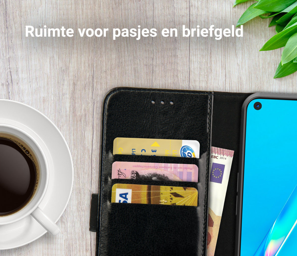 Rosso Element Oppo A52 / A72 Hoesje Book Cover Wallet Case Zwart afbeelding 10