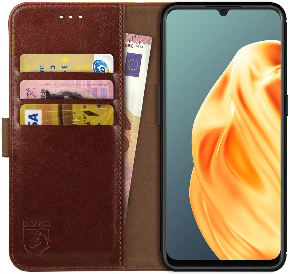 Rosso Element Oppo A91/F15 Hoesje Book Cover Wallet Case Bruin afbeelding 1