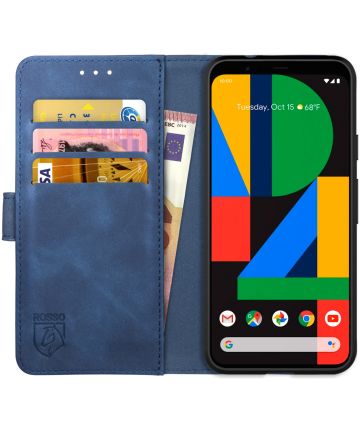 Rosso Element Google Pixel 4A Hoesje Book Cover Wallet Case Blauw Hoesjes