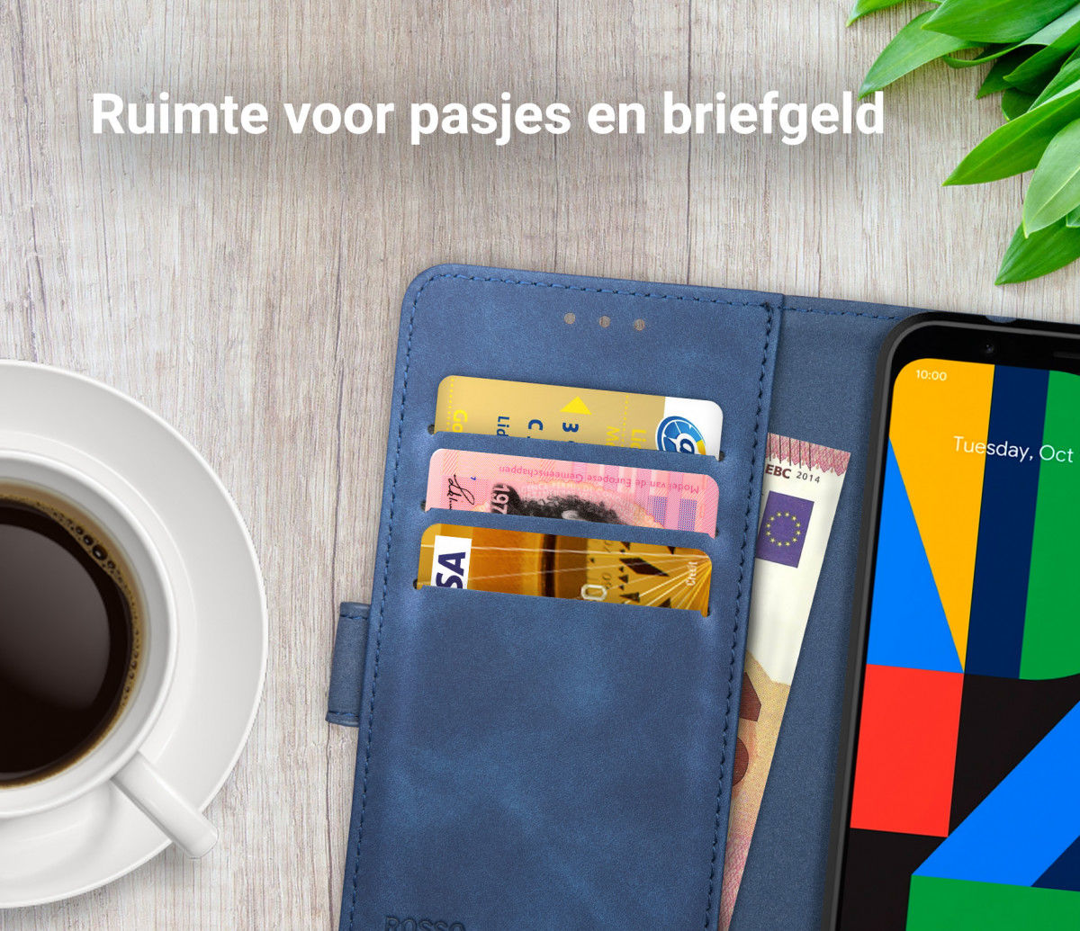 Rosso Element Google Pixel 4A Hoesje Book Cover Wallet Case Blauw afbeelding 6