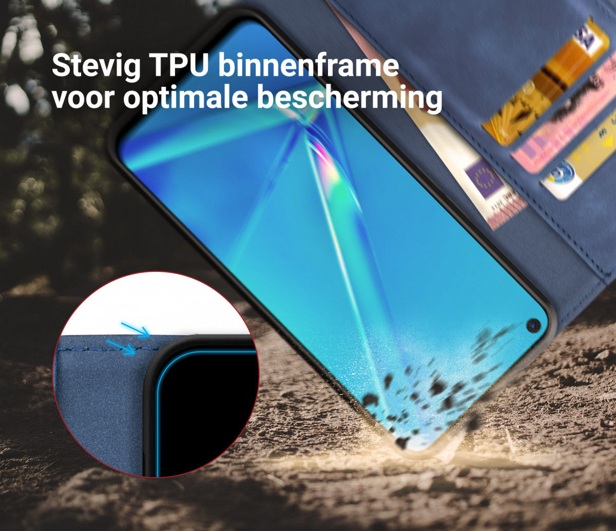 Rosso Element Oppo A52 / A72 Hoesje Book Cover Wallet Case Blauw afbeelding 9