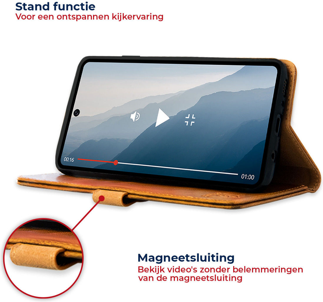 Rosso Element Motorola Moto G Pro Hoesje Book Cover Lichtbruin afbeelding 3