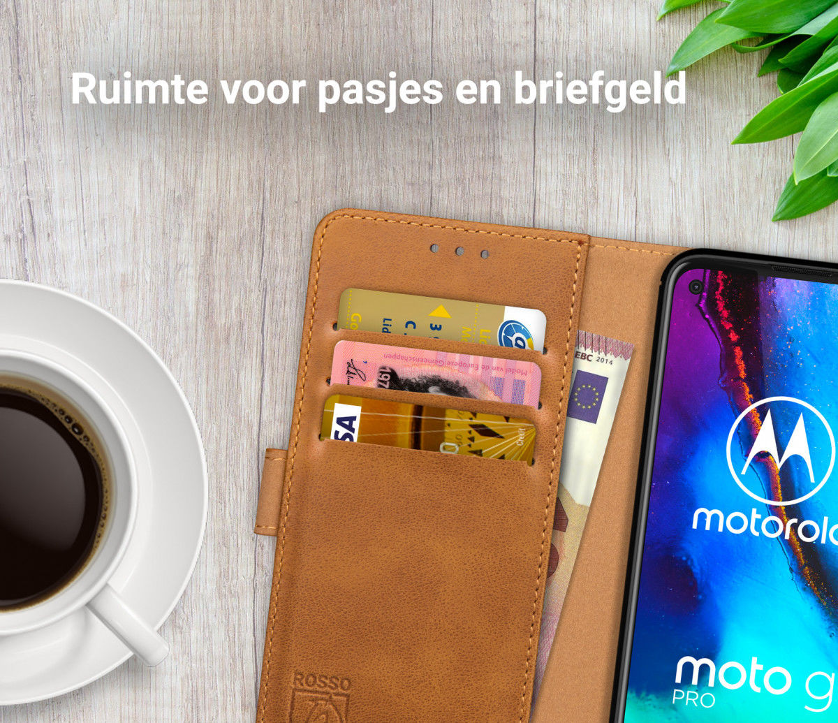 Rosso Element Motorola Moto G Pro Hoesje Book Cover Lichtbruin afbeelding 8