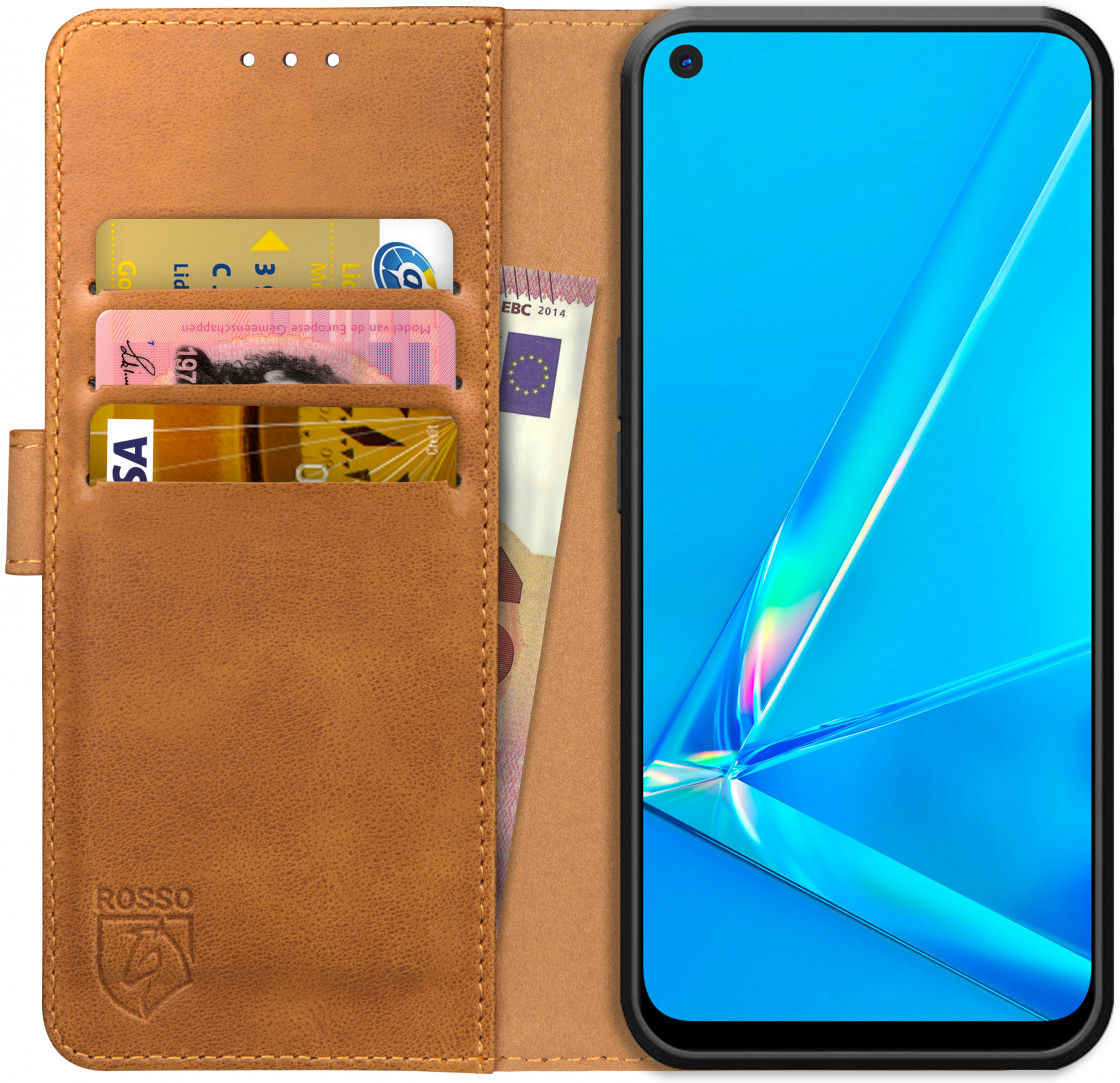 Rosso Element Oppo A52 / A72 Hoesje Book Cover Wallet Case Lichtbruin afbeelding 1