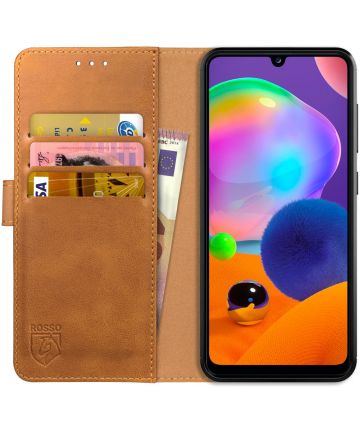 Rosso Element Samsung Galaxy A31 Hoesje Book Cover Lichtbruin Hoesjes