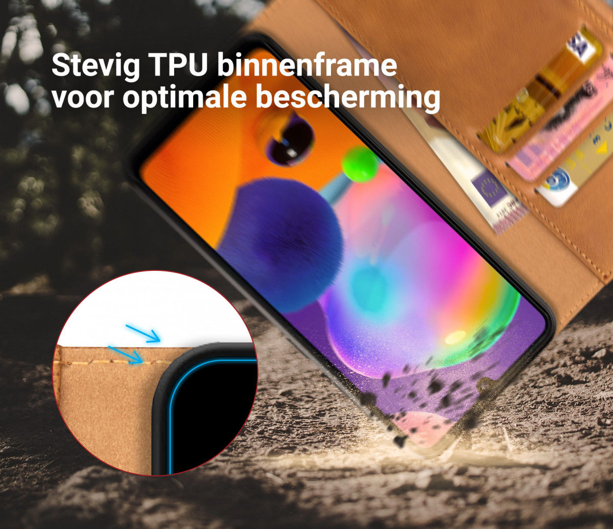 Rosso Element Samsung Galaxy A31 Hoesje Book Cover Lichtbruin afbeelding 6