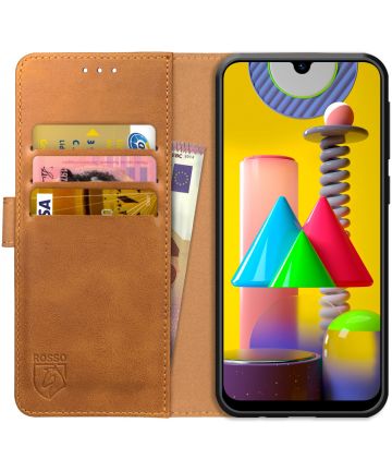 Rosso Element Samsung Galaxy M31 Hoesje Book Cover Lichtbruin Hoesjes