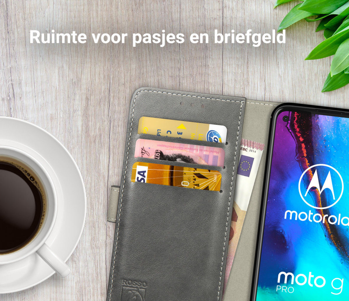 Rosso Element Motorola Moto G Pro Hoesje Book Cover Grijs afbeelding 6