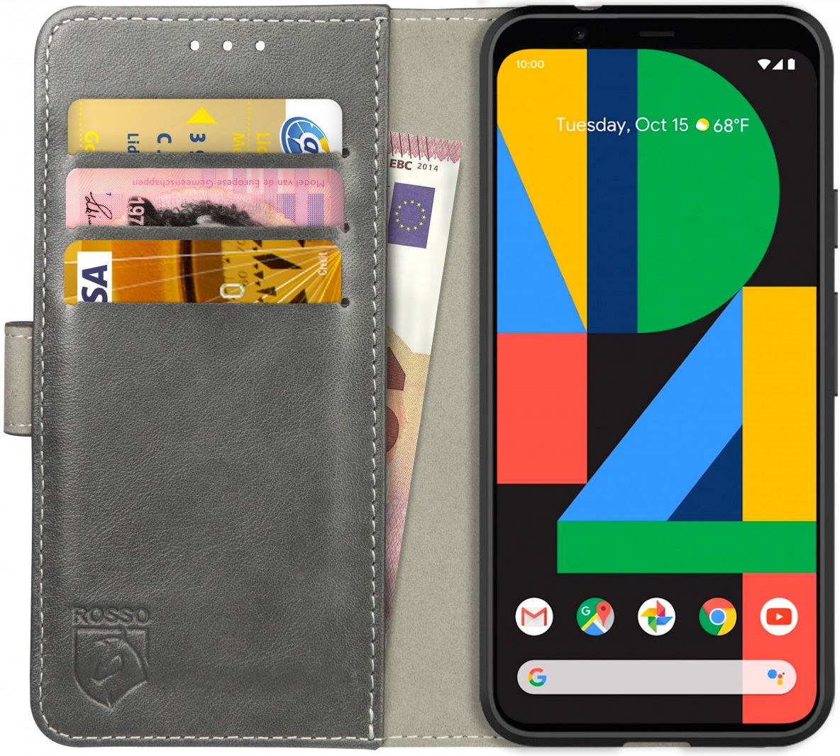 Rosso Element Google Pixel 4A Hoesje Book Cover Wallet Case Grijs afbeelding 1