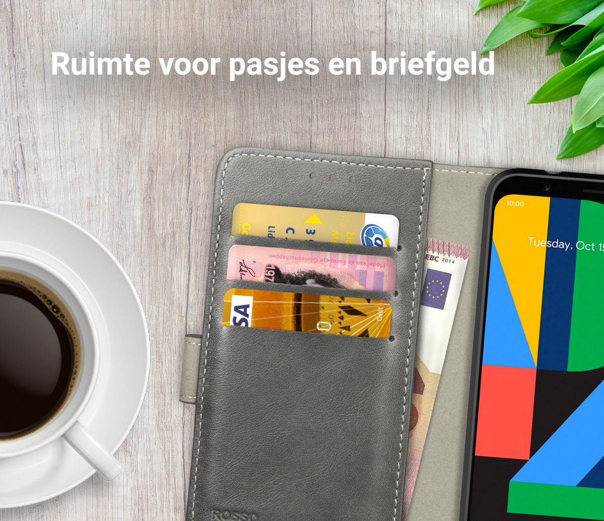 Rosso Element Google Pixel 4A Hoesje Book Cover Wallet Case Grijs afbeelding 8