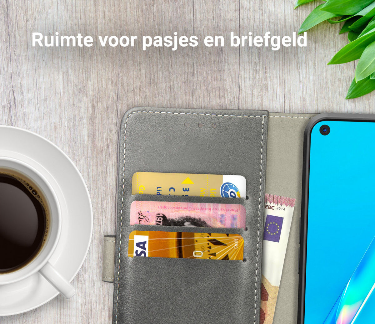 Rosso Element Oppo A52 / A72 Hoesje Book Cover Wallet Case Grijs afbeelding 8