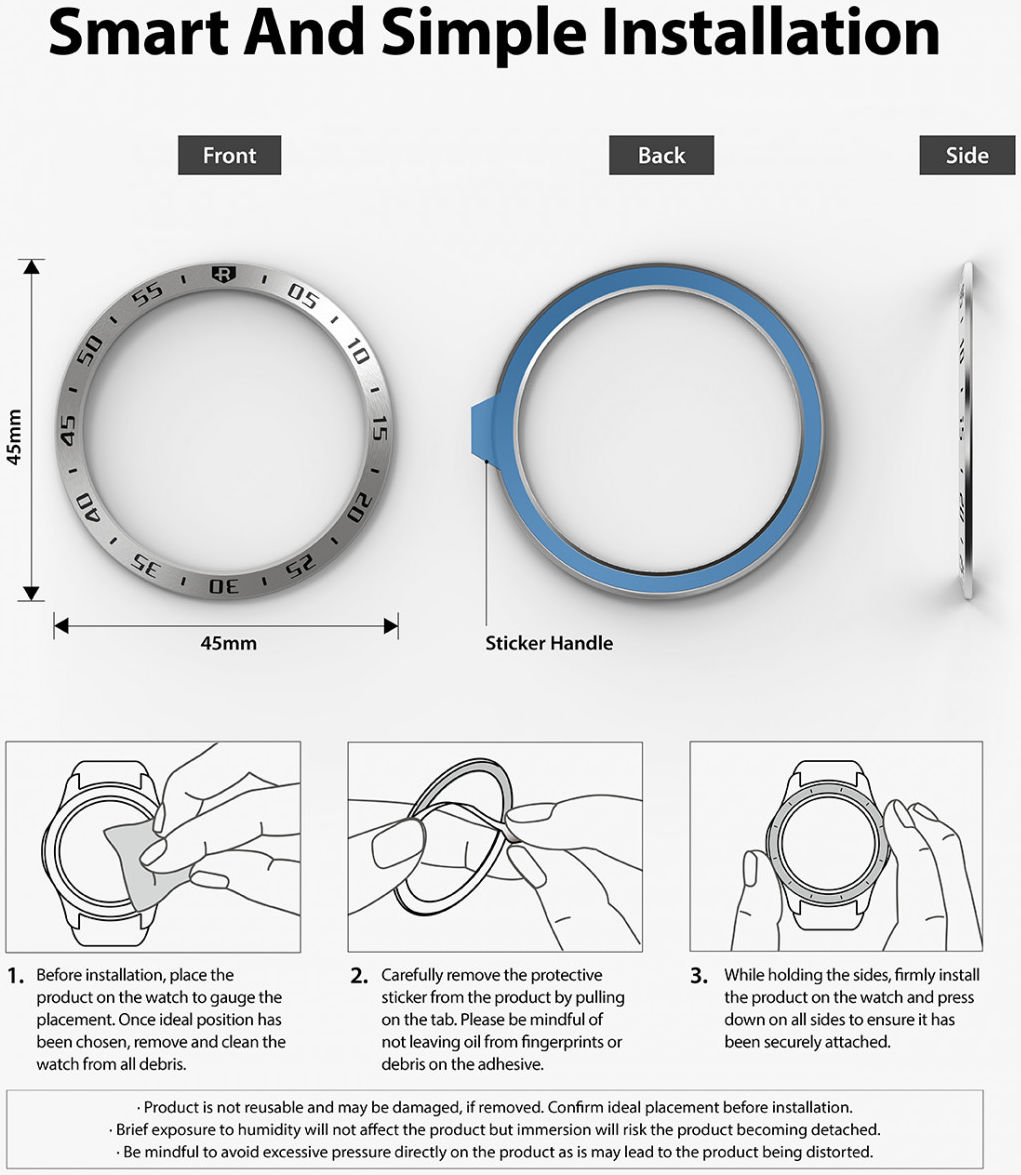 Ringke Bezel Styling - Galaxy Watch 3 45MM Randbeschermer - RVS - Zilver afbeelding 11