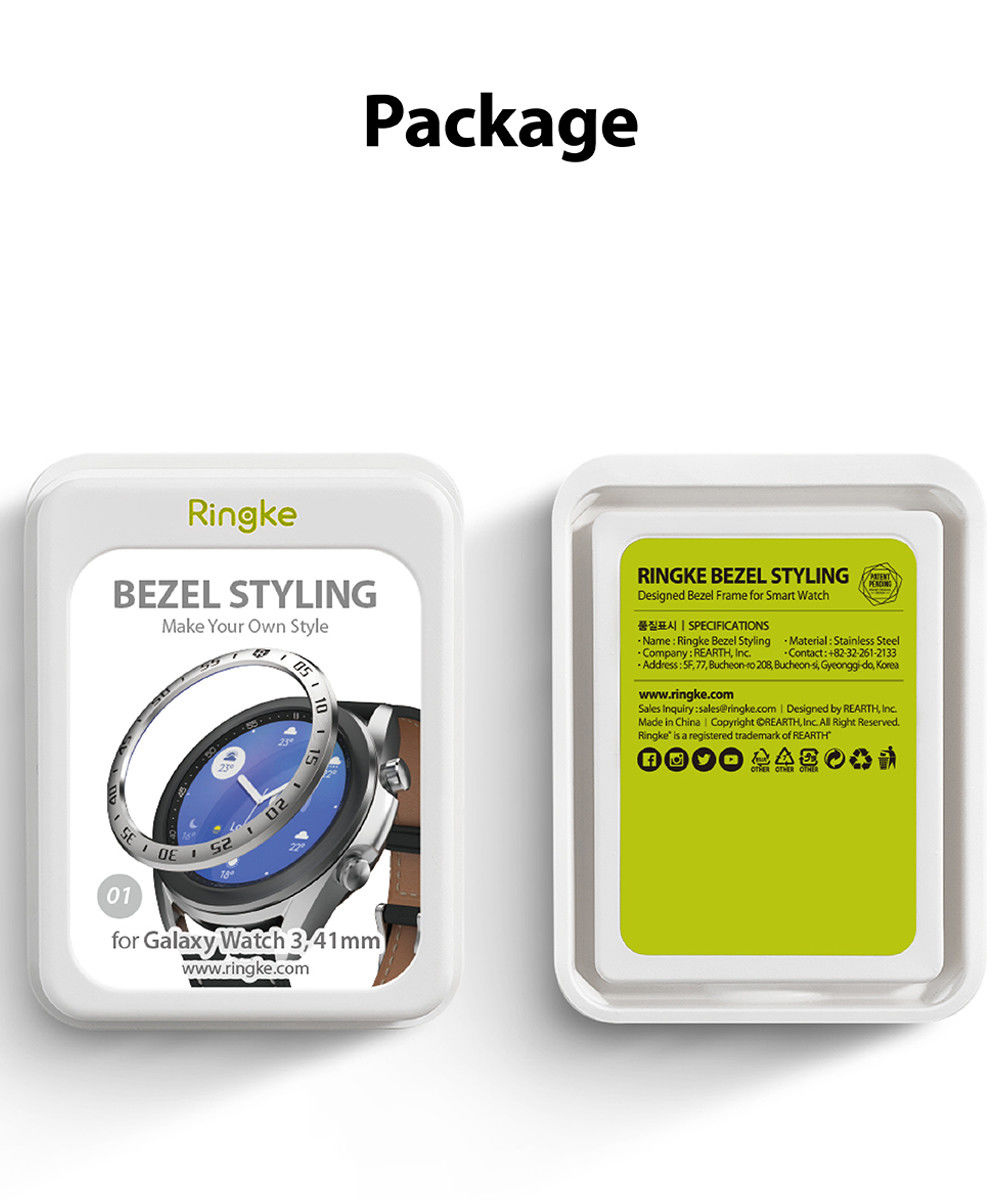 Ringke Bezel Styling Galaxy Watch 3 41MM Randbeschermer RVS Zilver afbeelding 12