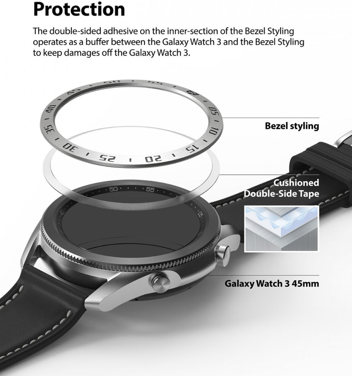 Ringke Bezel Styling Galaxy Watch 3 41MM Randbeschermer RVS Zilver afbeelding 2