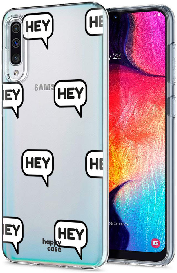 HappyCase Samsung Galaxy A50 Flexibel TPU Hoesje Hey Print afbeelding 2