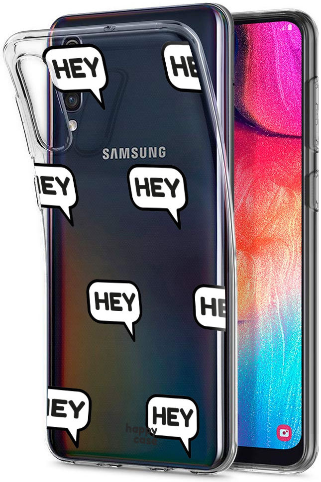 HappyCase Samsung Galaxy A50 Flexibel TPU Hoesje Hey Print afbeelding 4