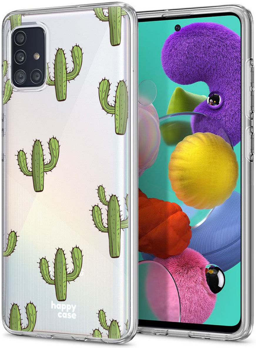 HappyCase Samsung Galaxy A71 Hoesje Flexibel TPU Cactus Print afbeelding 2