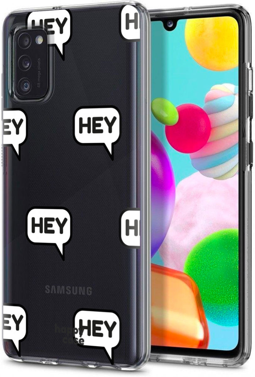 HappyCase Samsung Galaxy A41 Flexibel TPU Hoesje Hey Print afbeelding 2
