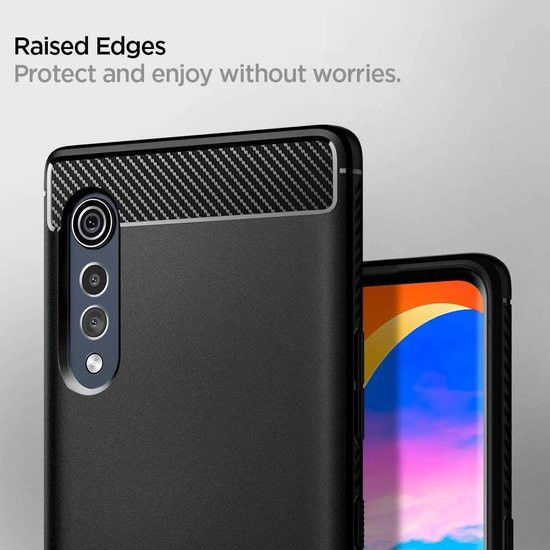 Spigen Rugged Armor LG Velvet Hoesje Matte Black afbeelding 4