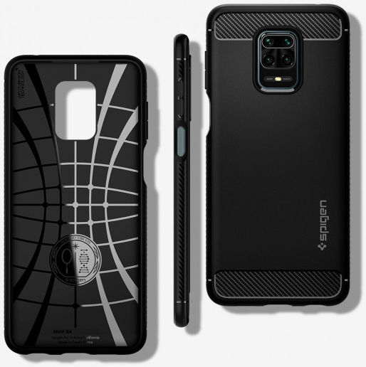 Spigen Rugged Armor Xiaomi Redmi Note 9S/Note 9 Pro Hoesje Matte Black afbeelding 3