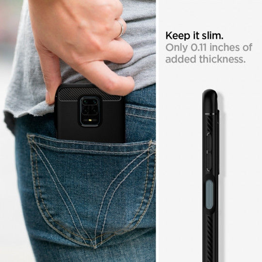 Spigen Rugged Armor Xiaomi Redmi Note 9S/Note 9 Pro Hoesje Matte Black afbeelding 6